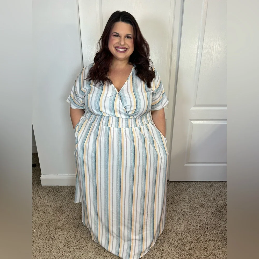 Plus Colorblock Striped Maxi Dress